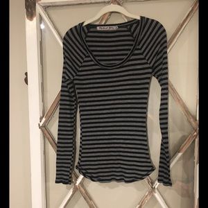 Michael Stars Striped Raglan Thermal Tee